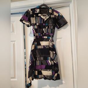 Stylish Nooworks Black and Purple Geometric Dress (Women's Medium)